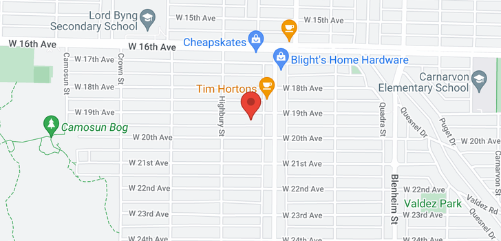 map of 3678 W 19TH AVENUE